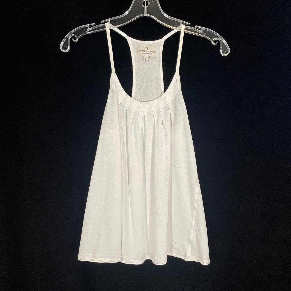 Vintage Y2K Abercrombie & Fitch White Pleated Racerback Tank Top S